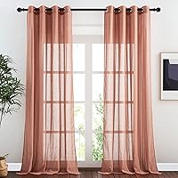 Vista 191 de NICETOWN Cortinas semitraslúcidas con textura de lino, con ojales, tratamiento de ventanas, cortinas verticales de lino con filtro de luz para sala