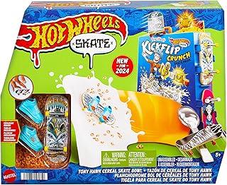 Skate Tony Hawk Cereal Bowl Fingerboard Set, 1 Exclusive Board & Pair of Removable Skate Shoes, Storage for up to 4 Boards & 4 Pairs of Shoes, HTP09