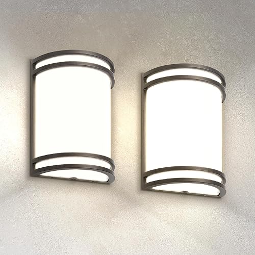 ASD Lámpara LED de montaje en pared para exteriores de 10 pulgadas, lámpara moderna de bronce aceitado, 15 W, 3000 K, 4000 K, 5000 K, ajustable,