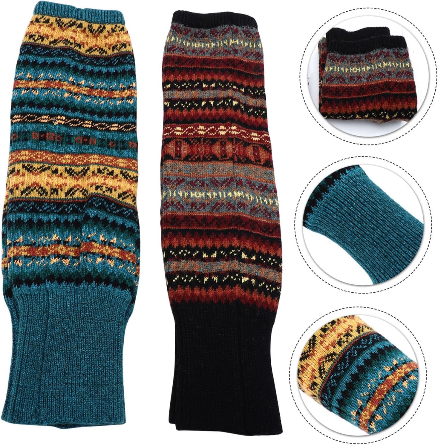 COLLBATH Women’s Thick Winter Camouflage Knit Leg Warmers Creative Wool Boot Covers for Fall and Winter Over-the-Knee Protective Stockings 2-Pair Set