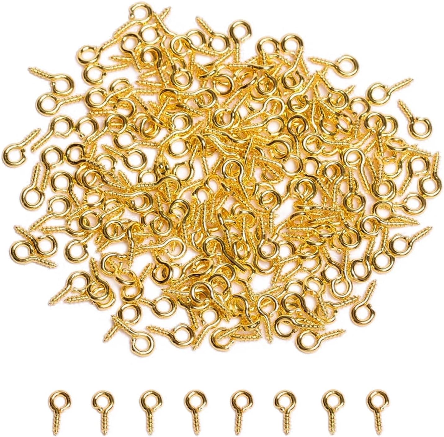 Small Screw Eye Pins 1000Pcs 8mm/10mm Small Tiny Eyepins Hooks Eyelets Screw DIY Jewelry Findings for Pendant Cork Bottles(Gold,8mm)