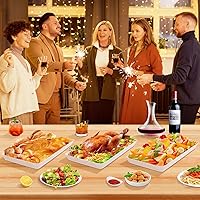 Vista 5 de WOWBOX 3 bandejas de servir para entretenimiento, platos para servir frutas, galletas, postres, aperitivos, bandejas de plástico reutilizables