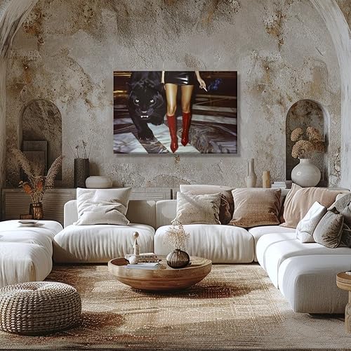 Miniatura 5 de Botas rojas de moda vintage, arte de pared, lienzo retro de leopardo, póster de moda, estética de lujo, elegante, genial, impresión de imagen,