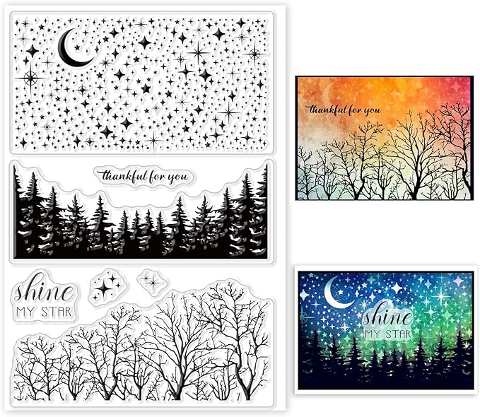 GLOBLELAND Klare Stempel Für Kartenherstellung, Dekorativer Ast, Hintergrund, Wald, Transparente Silikonstempel Für DIY Scrapbooking-Zubehör, Prägepapier, Karten, Album, Dekoration, Handwerk