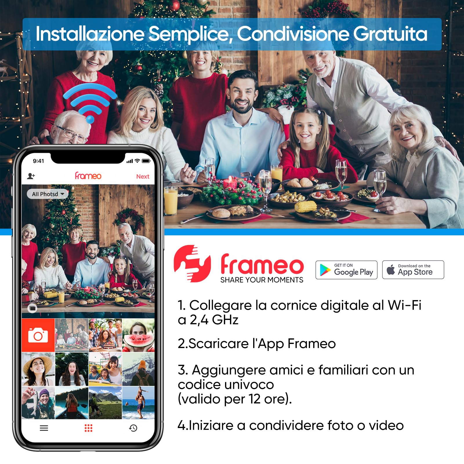 ARZOPA Cornice Digitale WiFi 15,6 Pollici 1920x1080 32GB Cornice Foto Digitale Schermo Tattile IPS FHD Frameo Portafoto Digitale Elettronica Rotazione Auto Condividi Foto e Video Tramite Frameo