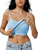 Camisole Built in Shelf Bra Tank Top - Basic Square Neck Halter Tops for Women, Spaghetti Strap Cami Tank Tops
