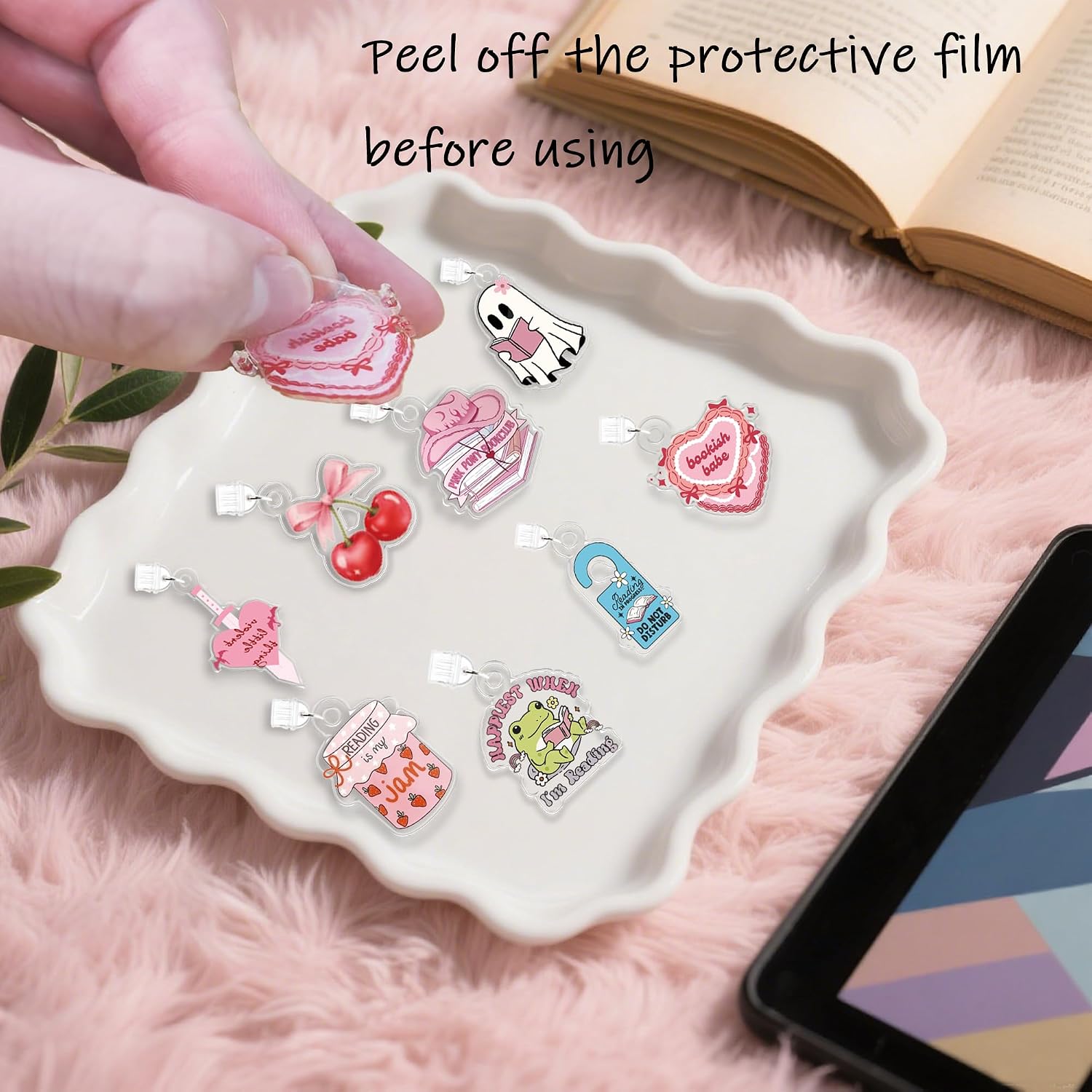 Dust Plug Charms for Kindle, Book Lover Theme Kindle E-Reader Accessories Charm,Cute Type C/USB C Dust Plug,Gift for Book Lover Readers