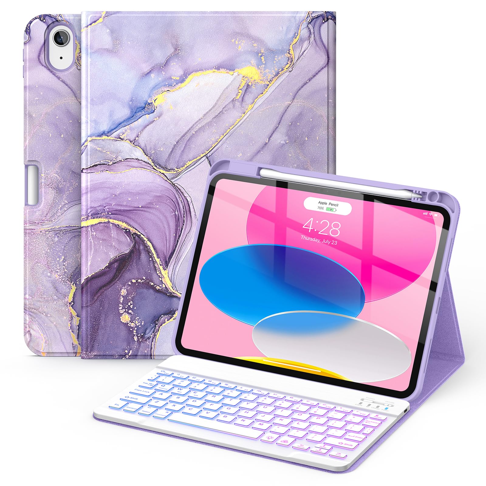 SCIMIN Toetsenbord Cover Case voor Oppo Pad Neo (11,4 inch), draadloos Bluetooth-toetsenbord Folio Case | Verlicht toetsenbord | Touch Mouse