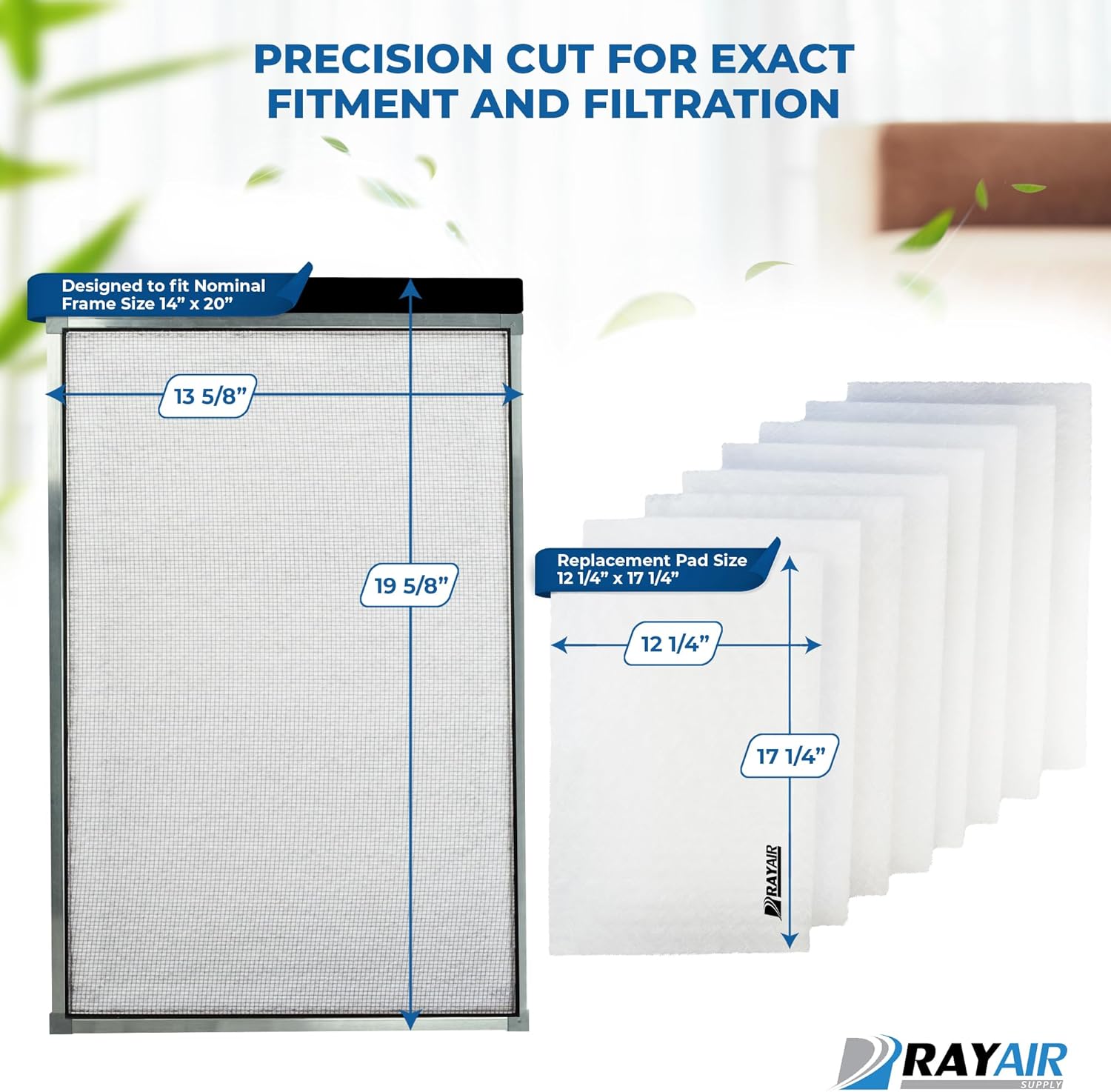 RAYAIR SUPPLY 14x20 Replacement Filter Pads Compatible with Respicaire CG MicroCLean 95 Air Cleaner 14x20 Refills (4 Pack)