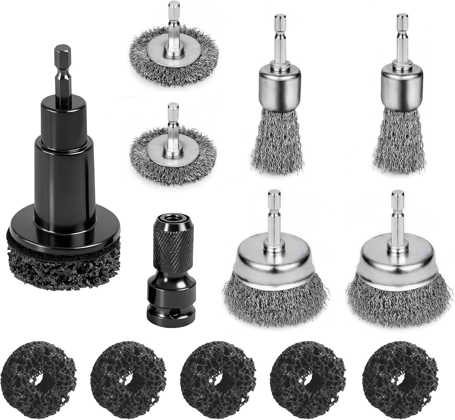 Wheel Hub Cleaning Tool, Brake Rotor Resurfacing Kit – 5 Pads & Coarse Carbon Steel Crimping Wire Wheel Brush, Rust Removal Tool for Car Repair