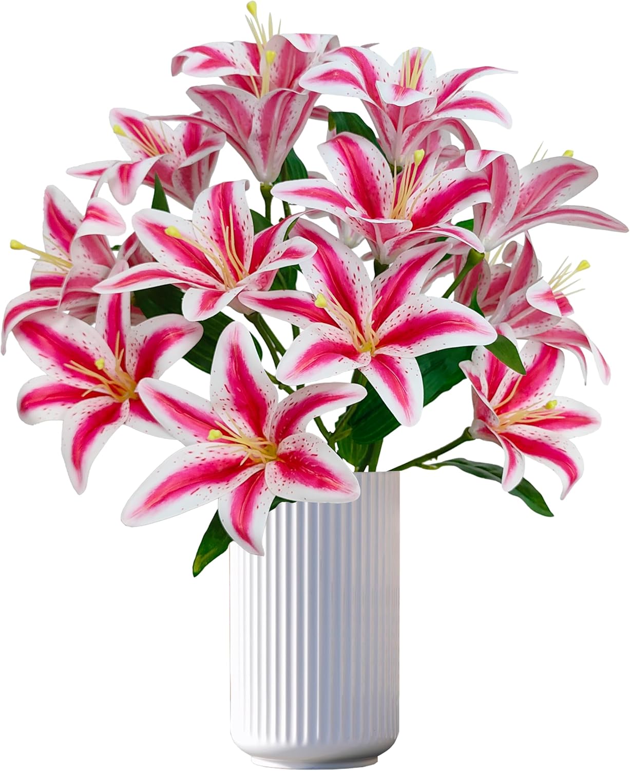 Brown Lilies Artificial Flowers,6 Pcs Faux Lily Flowers,23 Inch Long Stem Tiger Lily Branch with 3 Full Blooms and 4 Leaves, Latex Real Touch Lilium Flower for Wedding Bouquet