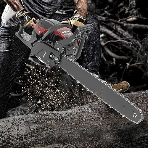 Miniatura 7 de 62CC 2 tiempos motosierra de 20 pulgadas, motosierra portátil a gas, sierra de cadena de gasolina para cortar madera de árbol con kit de