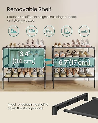 Miniatura 5 de SONGMICS Zapatero de 4 niveles, organizador de almacenamiento de zapatos, ahorro de espacio, 11.6 x 24.5 x 27.7 pulgadas, para entrada, estructura