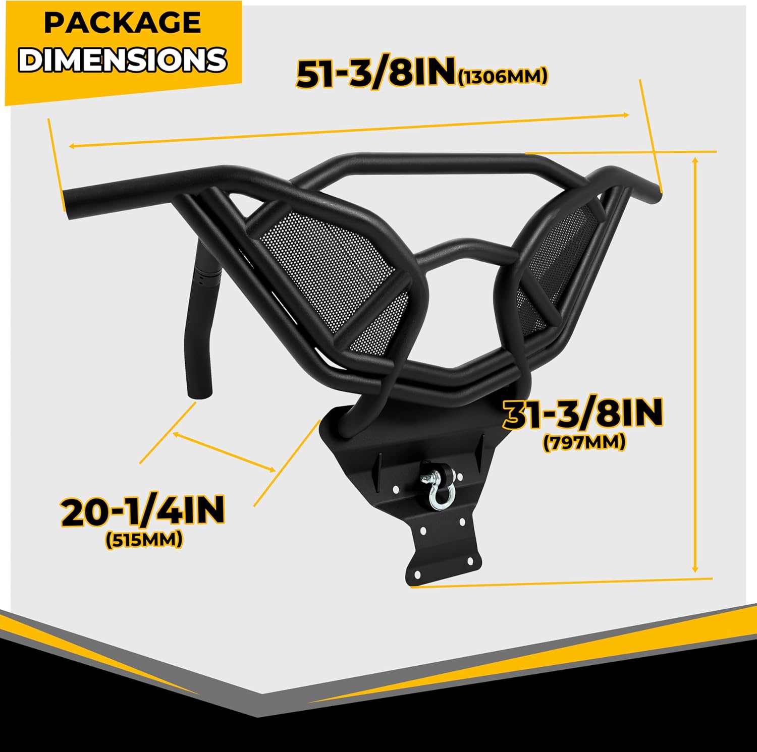 KUAFU Rear Bumper with Protective Mesh Grill Compatible with 2017-2023 Can-Am Maverick X3 900 Turbo DS MAX X 64” & 72” Models End Bumper Bar Brush Guard Protector