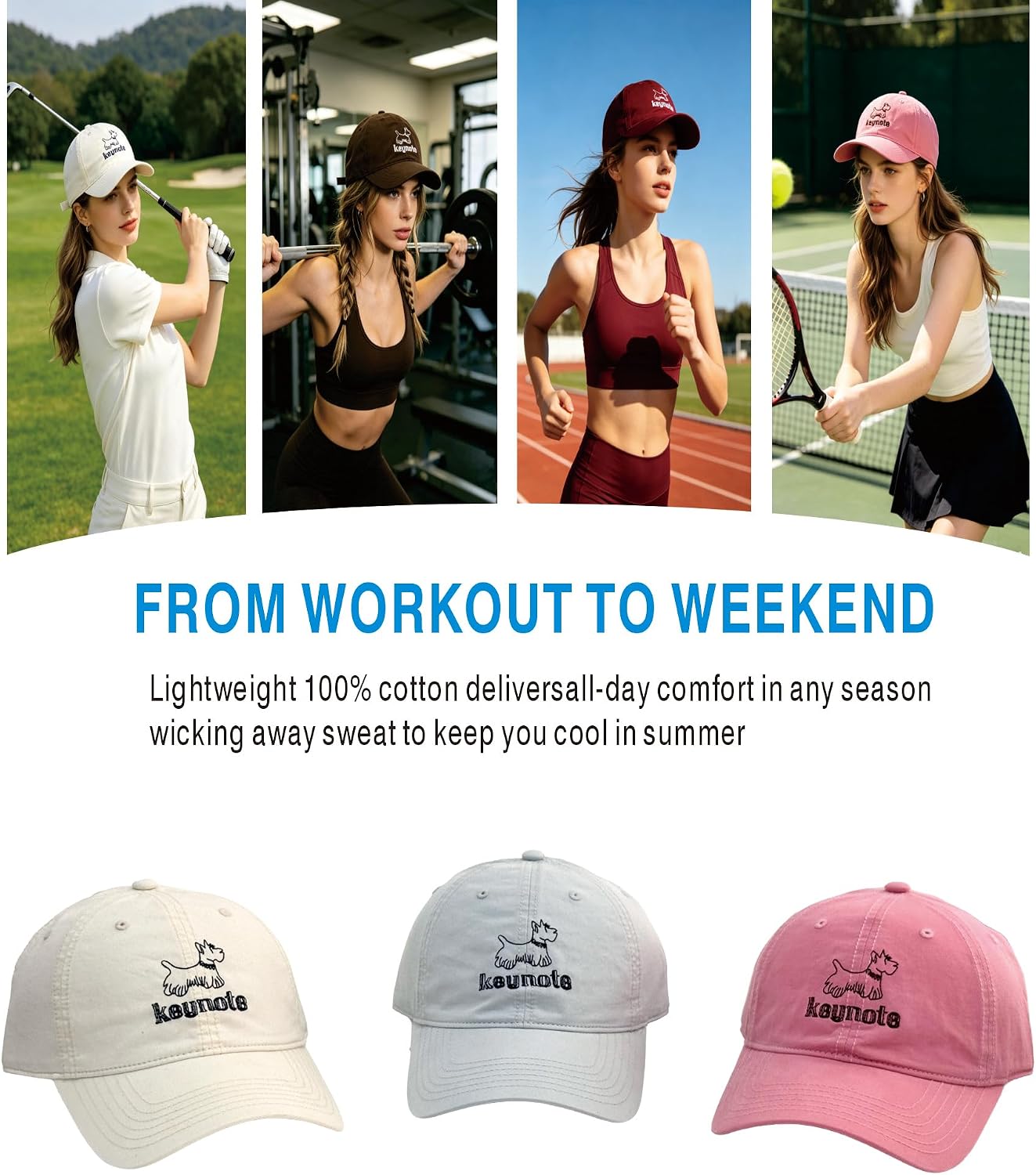 Womens Baseball Cap Lightweight Cotton Dad Hat with Embroidered Puppy Soft Casual Cute Summer Hat