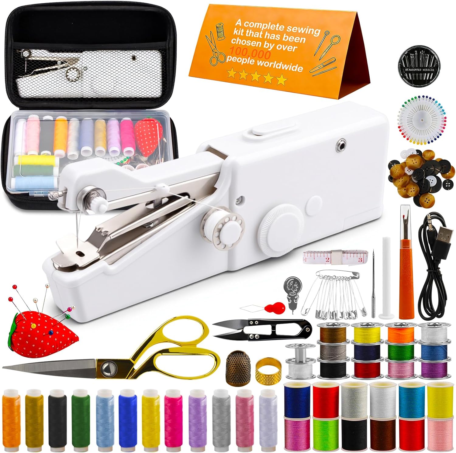 Handheld Sewing Machine, Hand Sewing Machine, Mini Portable Sewing Machine Handheld, For Adults & Beginners, For Mending Clothes, Diy Projects