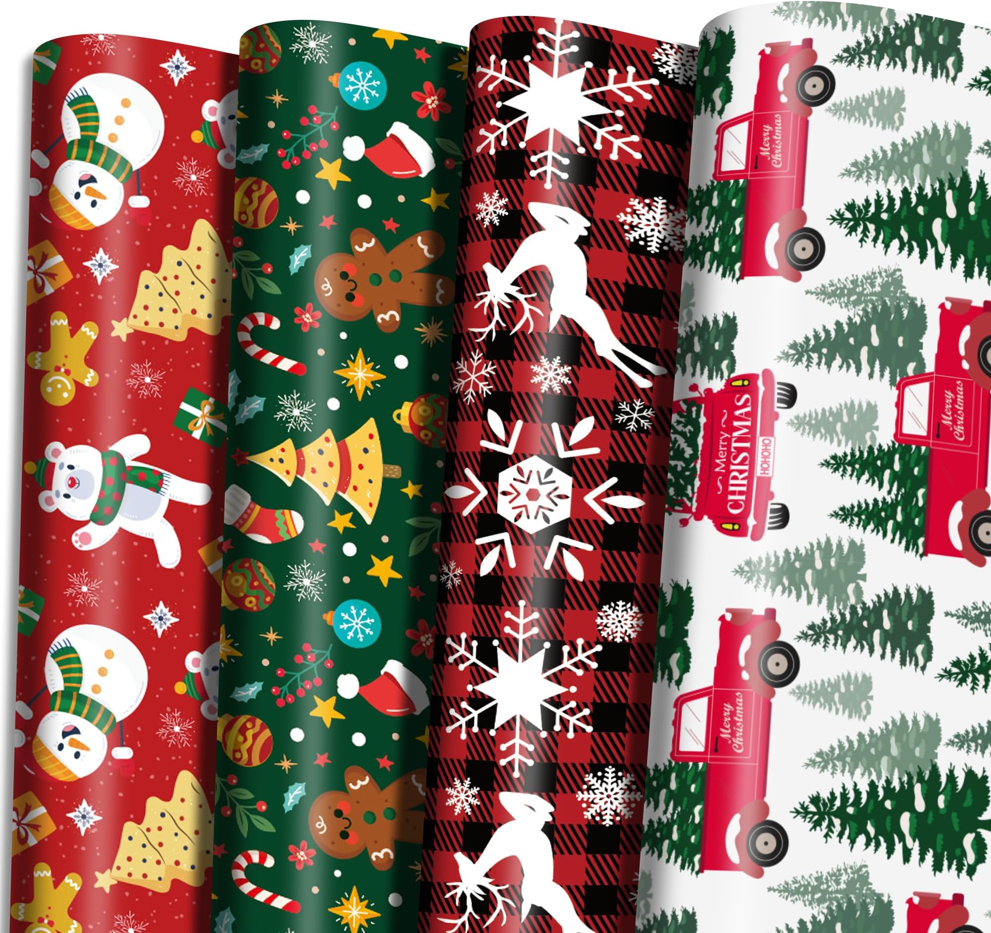 OHOME Christmas Wrapping Paper - Jumbo Sheets - Christmas Decorations | CHRISTMAS Gift Bags | Red, Green and White Tissue Paper - Gifts for Kids Men Women | Xmas Party Favors,29" x 42"