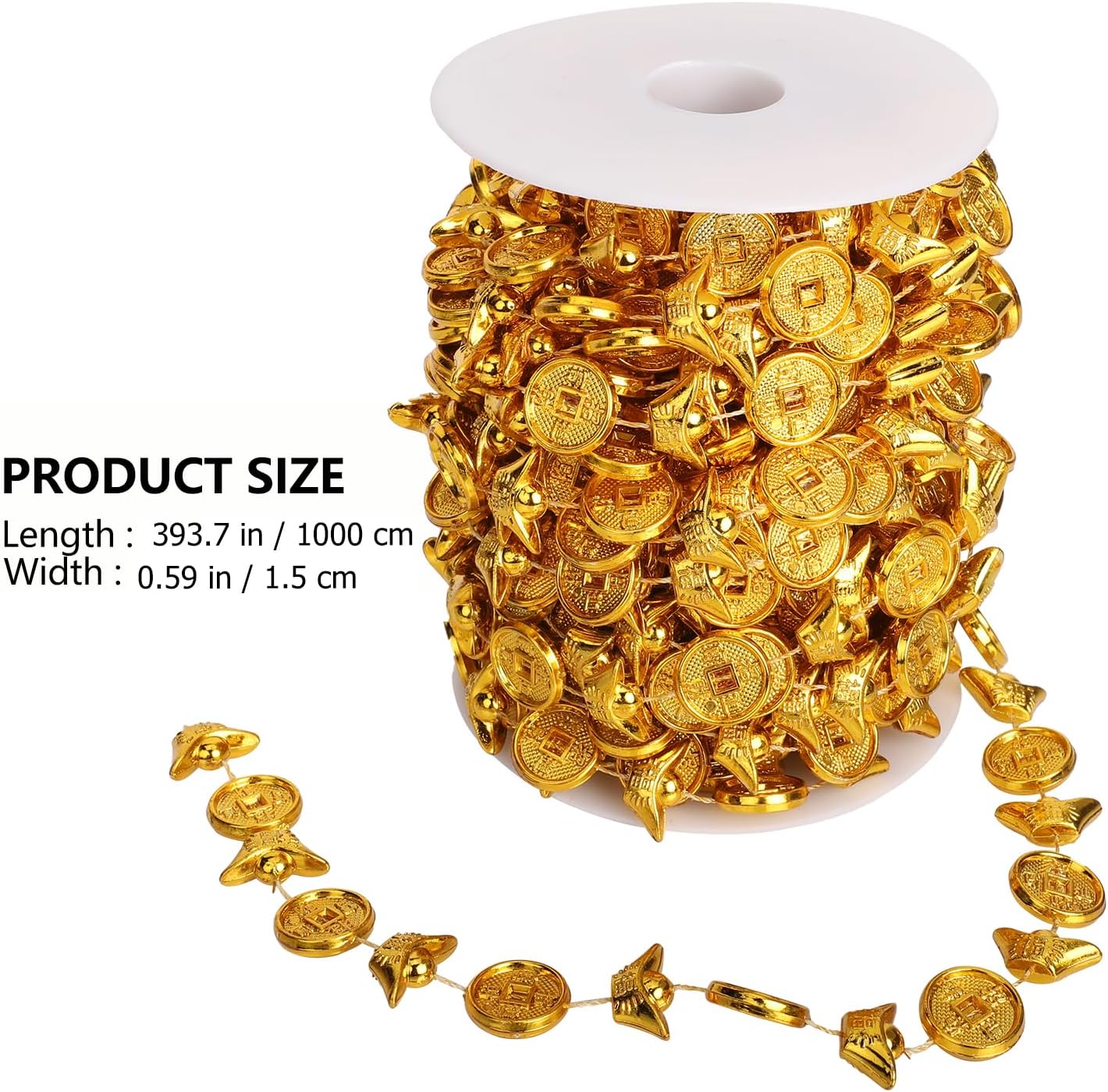 2rolls Year String Adornment Plastic Golden Copper Decorative Pendant for Celebrations Auspicious Year Hanging for Parties and Events