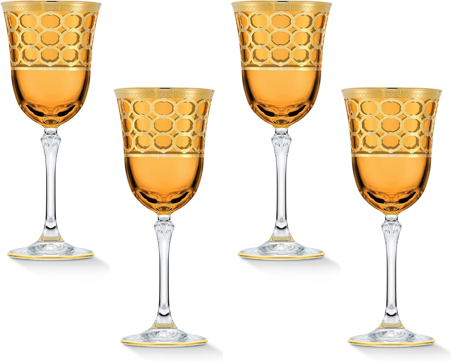 HOMEHUT Rosalia Set of 4-24K Gold Embellished Floral Design