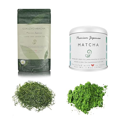 Surtido de té Aracha Matcha y Gokuzyo de Japanese Green Tea Co Surtido de té verde japonés de 2 piezas Té japonés de hoja suelta de origen único