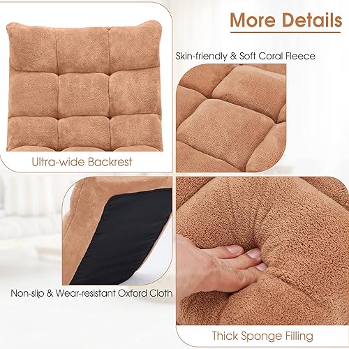 Miniatura 7 de ReunionG Silla de suelo con soporte de respaldo, silla de piso para juegos con 14 posiciones, silla de meditación plegable, asiento de piso