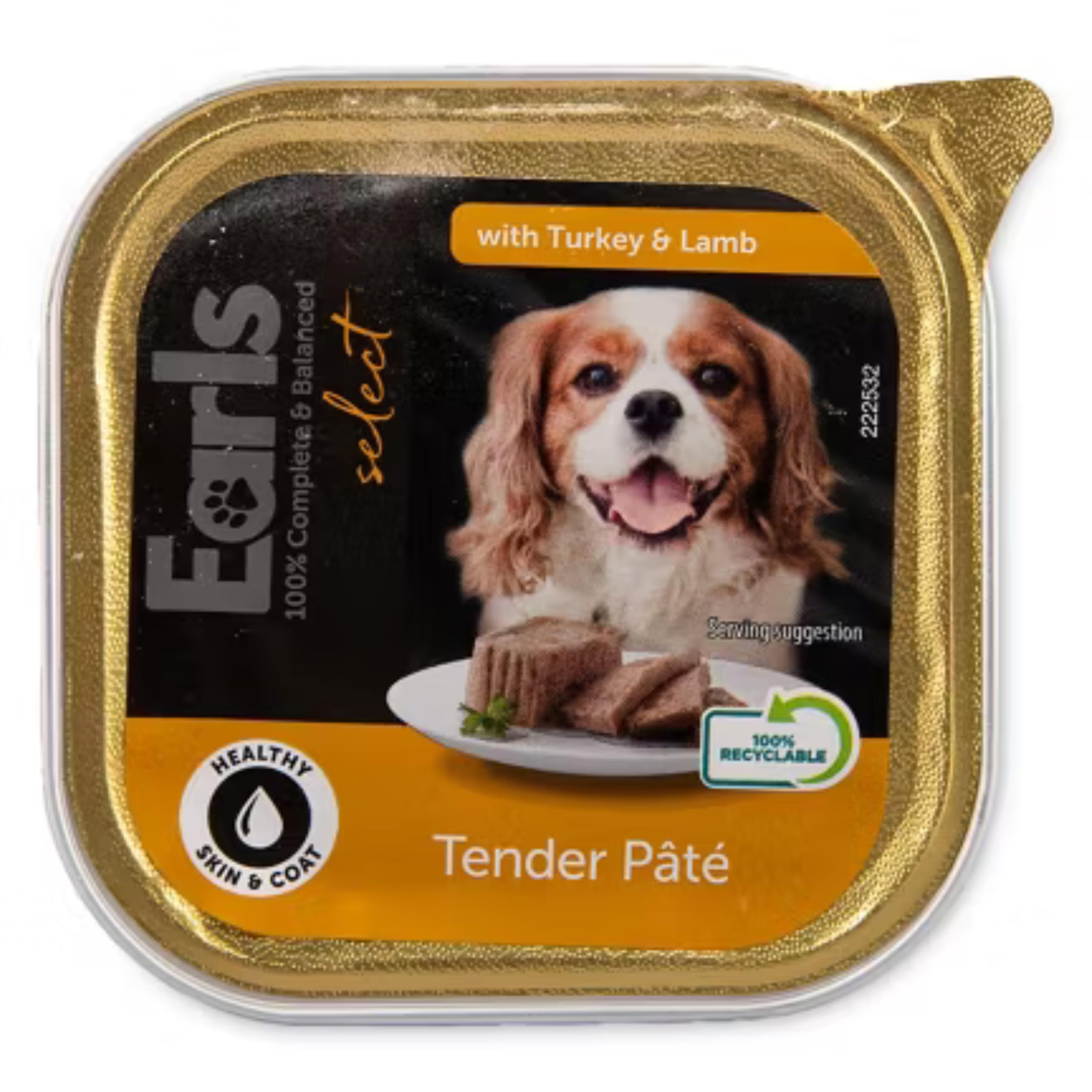 Ark Future Earls Premium Dog Food Pate 150g Variety Pack – Complete & Balanced Wet Dog Food for Healthy Skin & Coat – Tender Texture – Recyclable Trays – Adult Dog Meal (4x, Turkey & Lamb)