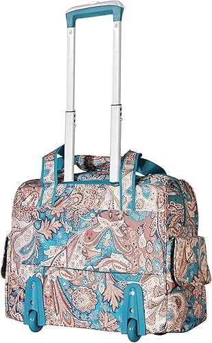 Miniatura 2 de Olympia Deluxe - Maleta de equipaje con ruedas, Azul (Paisley), Overnighter rodante de moda de lujo