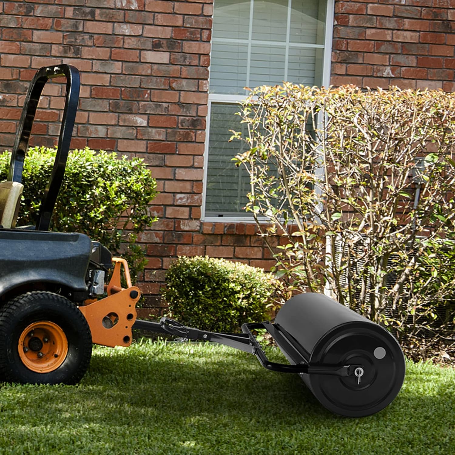 IRONMAX Lawn Roller, 30 Gallons/113 L Manual & Tow-Behind Steel Sod Roller w/Push Pull Handle, Lawn Rollers Tow Behind Water Filled for Yard, Park, Garden, Ball Field (30 Gallons, Black)