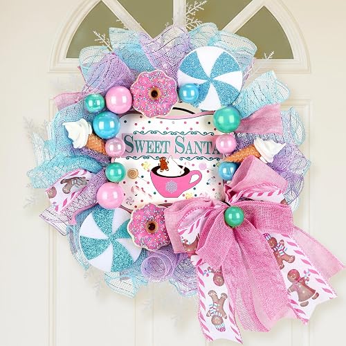 Suncalla 16 Inch Pastel Christmas Decorations Lollipop Candy Christmas Wreaths