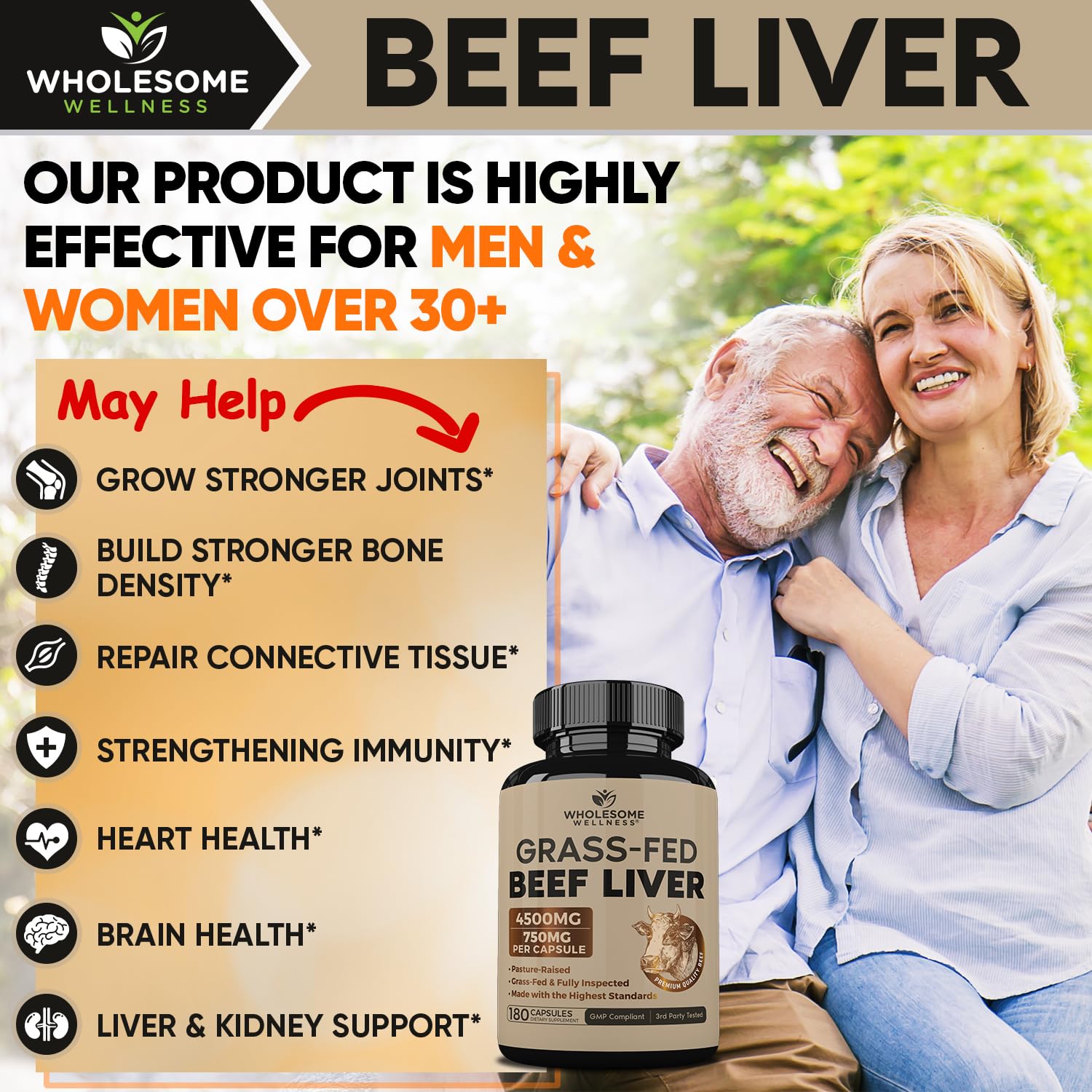 Wholesome Wellness Grass Fed Desiccated Beef Liver Capsules (180 Pills, 750mg Each) - Natural Iron, Vitamin A, B12 for Energy - Raised Undefatted in New Zealand Without Hormones... 5 Wholesome Wellness Grass Fed Desiccated Beef Liver Capsules (180 Pills, 750mg Each) - Natural Iron, Vitamin A, B12 for Energy - Raised Undefatted in New Zealand Without Hormones... - Image 3