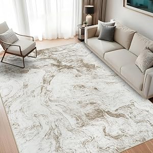 9x12 Area Rug Living Room Rugs Washable Rug Non Slip Modern Abstract Large Soft Low Pile Carpet Indoor