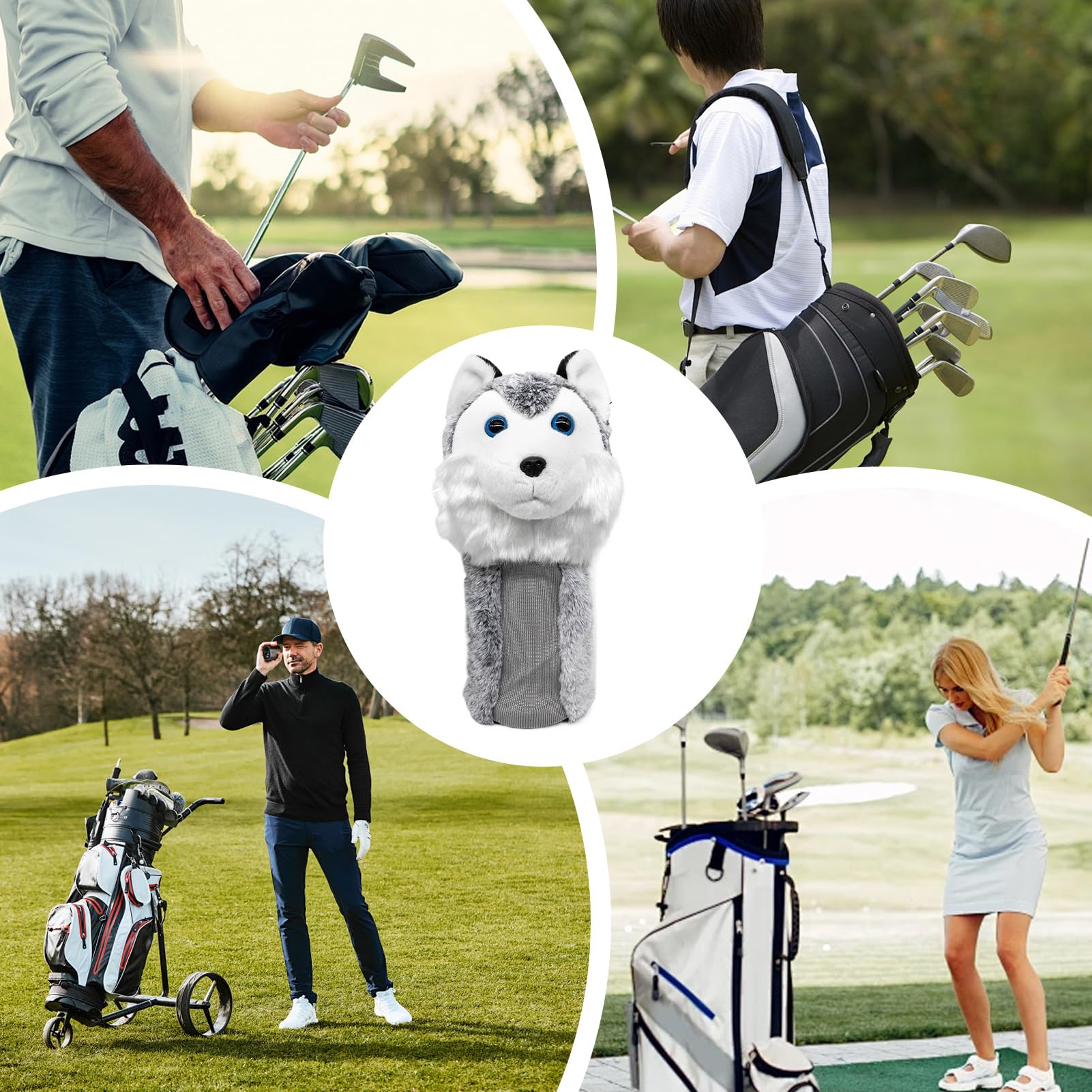 Fundas para cabeza de golf, ligeras y divertidas, a prueba de golpes, 22 cm, fundas de conductor de felpa para perros, fundas de club de animales lindos, práctico protector de club, para competición