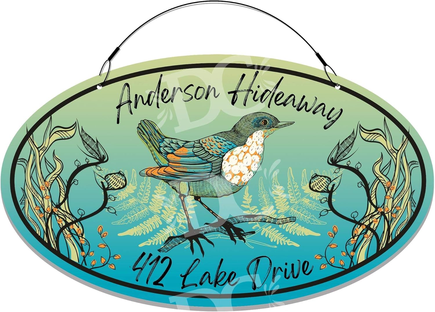 Bird Perch Themed Home Address Small Size Welcome Sign