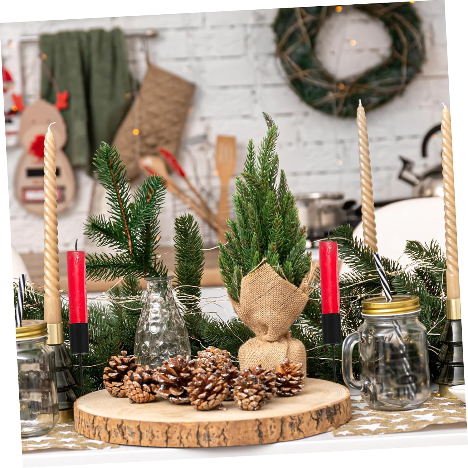 10pcs Christmas Candle Holder Festive Insert Candle Cups for Table Centerpieces and Decoration for Holiday Atmosphere for Christmas Trees and Tables