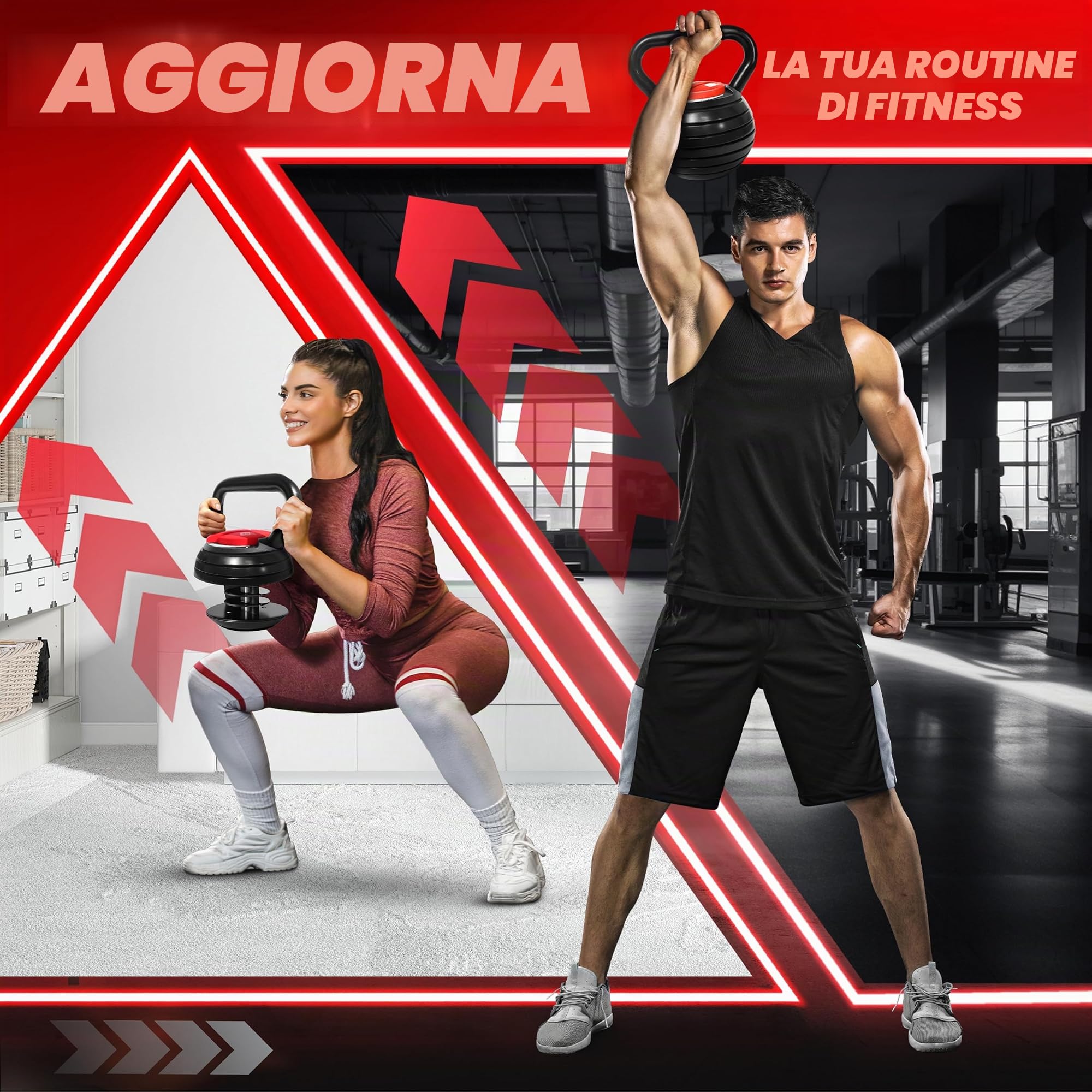 Yes4All - Kettlebell sagomati regolabili e rivestiti in neoprene per allenamento della forza, pesi da 2,3 a 22,7 kg, idea regalo per uomo