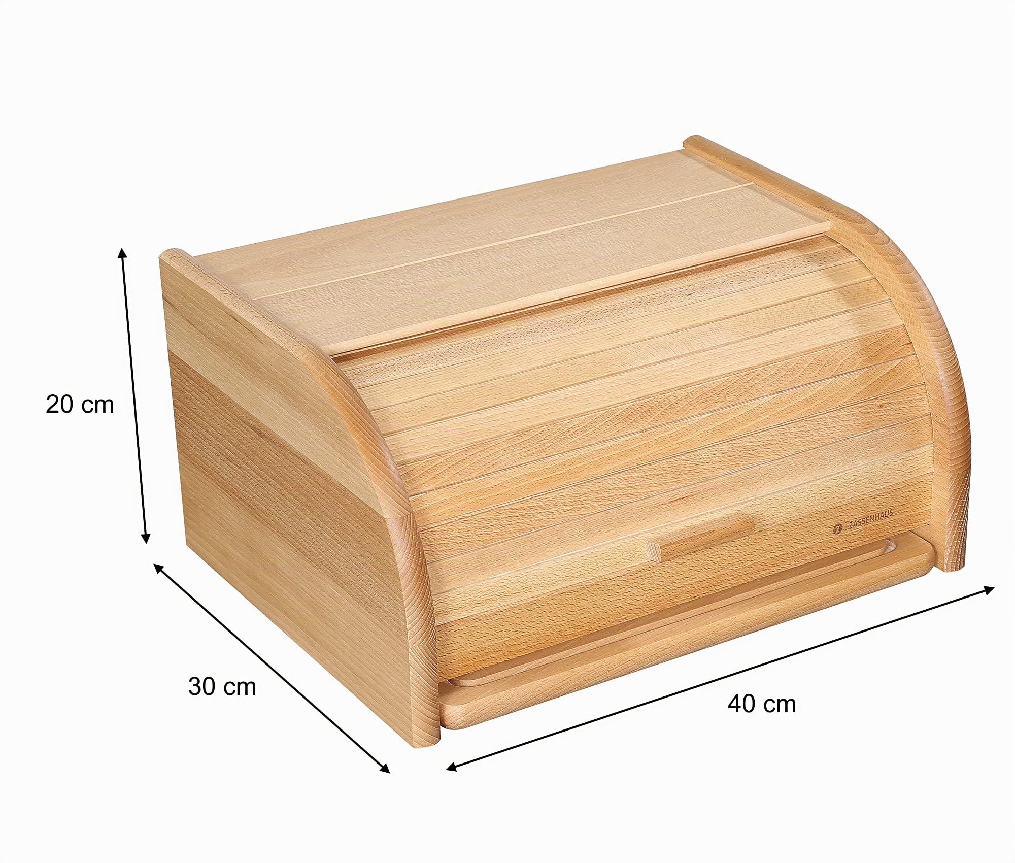 Zassenhaus Brotkasten Country mit Schneidebrett, 40×30×20 cm, Buchenholz | Stilvolle Brotaufbewahrung aus massivem Buchenholz im Landhaus-Design, inklusive praktischem Schneidbrettchen