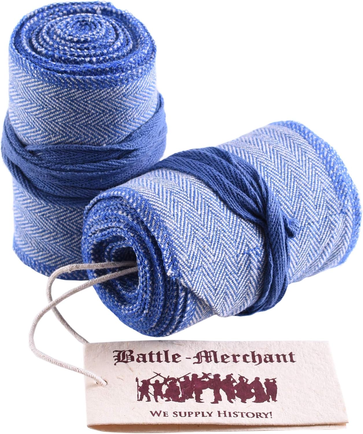 Battle-Merchant Viking Leg Wraps – Medieval Cotton Leg Bindings with Herringbone Pattern for LARP, Reenactment & Cosplay