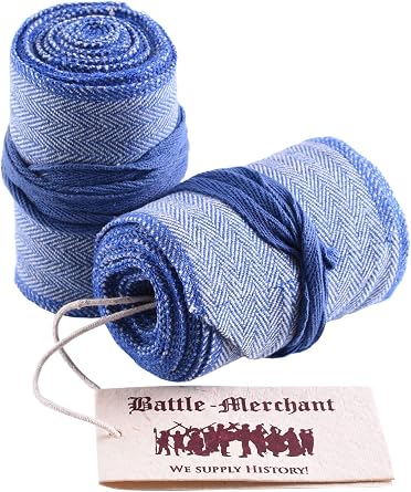 Battle-Merchant Viking Leg Wraps Medieval Cotton Leg Bindings with Herringbone Pattern for LARP, Reenactment & Cosplay