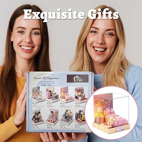 Miniatura 35 de Flever Kit de casa de muñecas en miniatura, habitación creativa con muebles para regalo romántico de obras de arte (hora del té de la tarde)