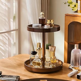 2-Tier Bamboo Rotating Makeup Organizer, 360°...