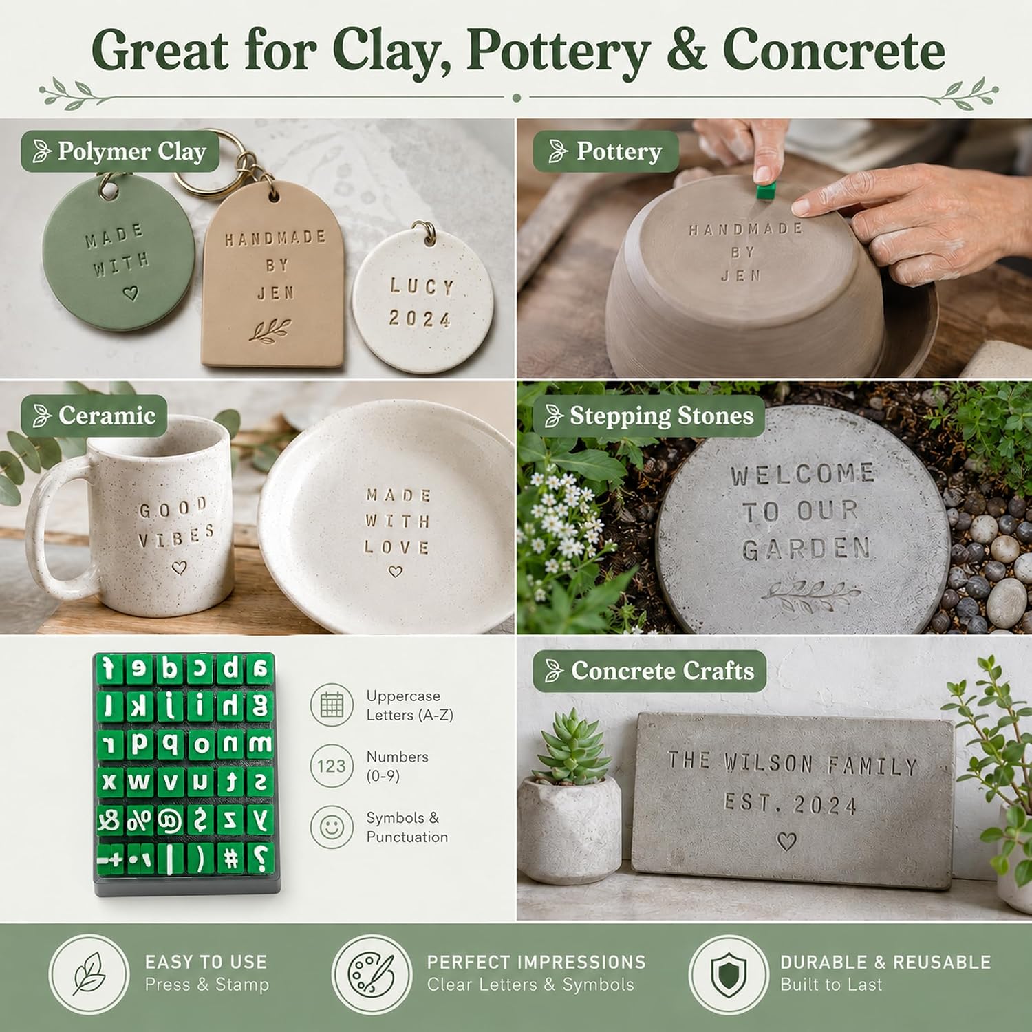 2 Pack Clay Stamps Alphabet Set, Alphabet Stamps for Clay Pottery image 4
