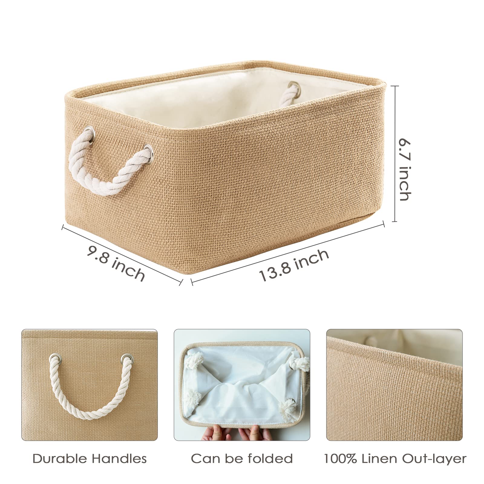 Lot De 3 Paniers De Rangement Décoratifs En Tissu, Cubes De