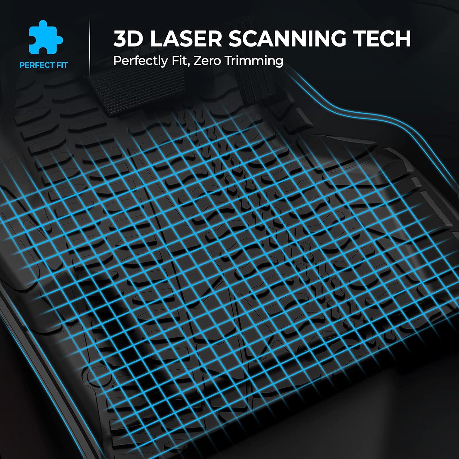 Limited Stock Floor Mat Liner Compatible with 1997-2006 Wrangler TJ and LJ Models, Medesasi OEM Front & 2nd Seat Floor Mats Liners, with 1st Row Bucket Seat, Black, All-Weather Guard