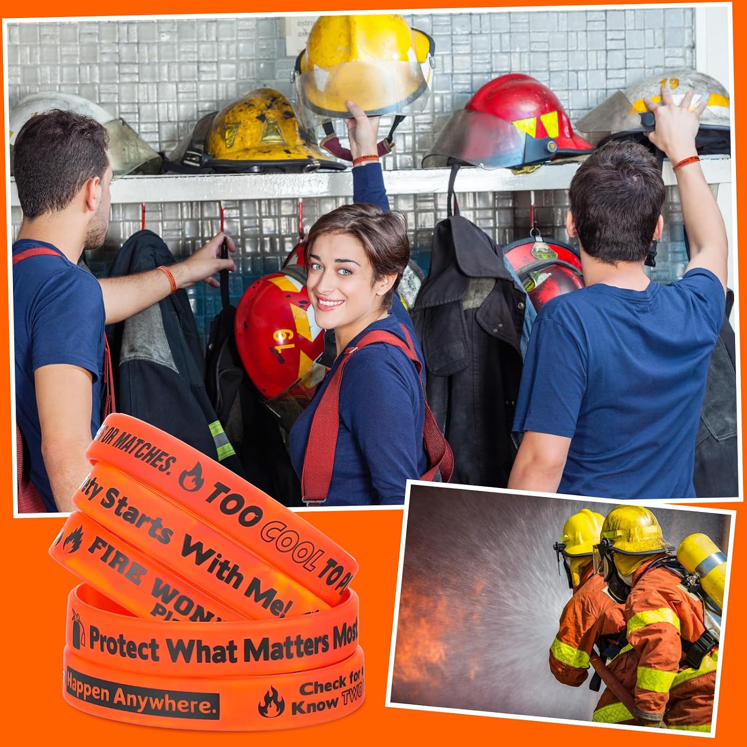 150 Pcs Fire Safety Awareness Wristbands 15 Styles with Safety Messages Fire Prevention Week Items Gifts Firefighter Silicone Bracelets for Campaigns, Gifts & Community Outreach