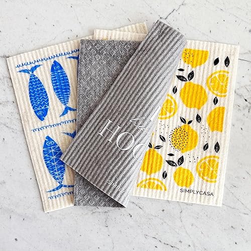 Miniatura 7 de SIMPLYCASA Paquete de 8 esponjas suecas, reutilizables y reemplazables, hechas en Suecia, biodegradables, sin residuos, de secado rápido, paños de