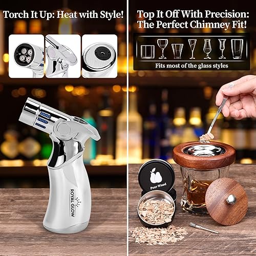 Miniatura 5 de Kit de ahumador de cóctel prémium con antorcha  Chips de madera de 8 sabores  Kit de ahumador de whisky, kit de ahumador de bebidas antiguas, kit de