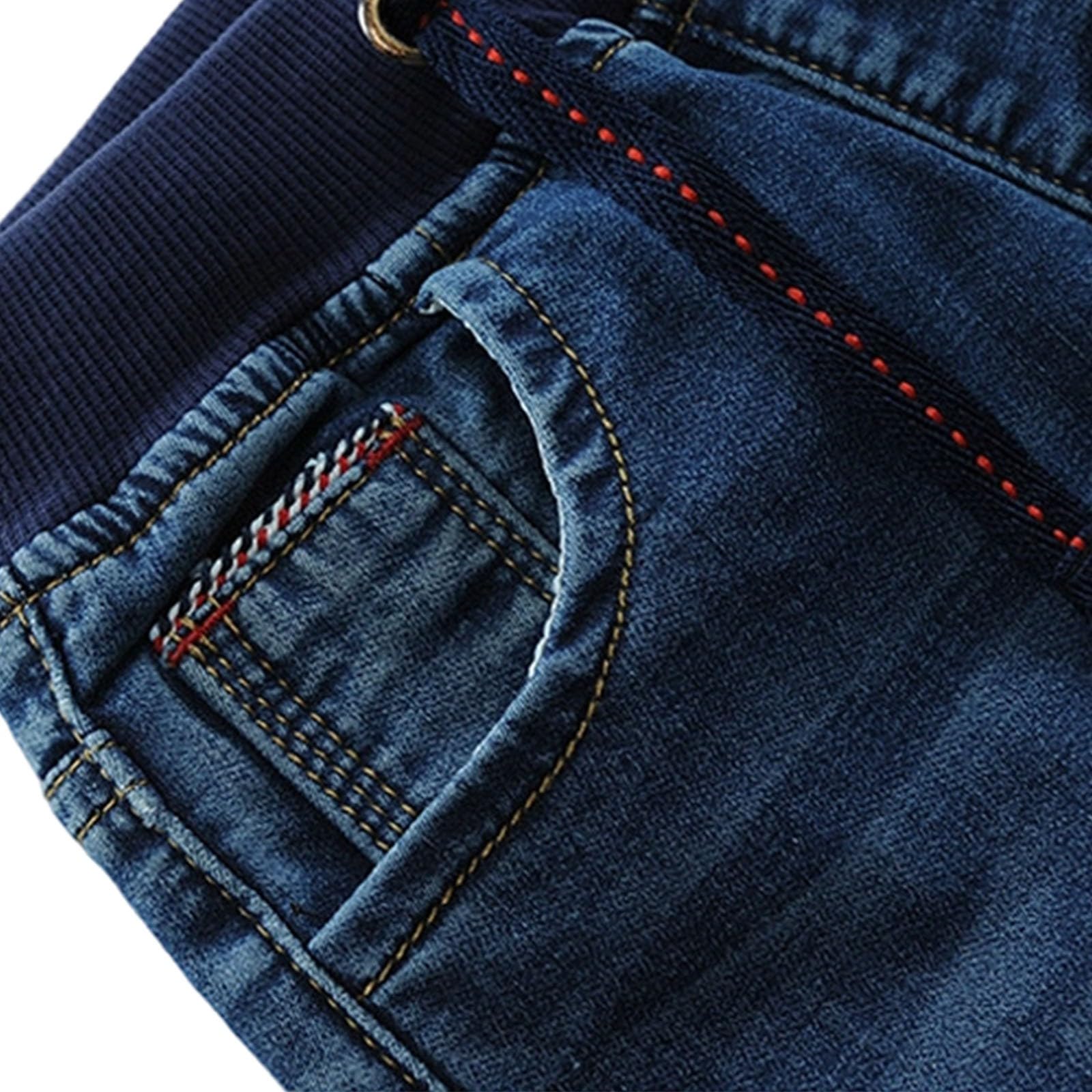 Genérico Pantalones de Chandal Niño Pantalones Vaqueros Rectos Lavados de Cintura Media con Elástico para Niño Pequeño y