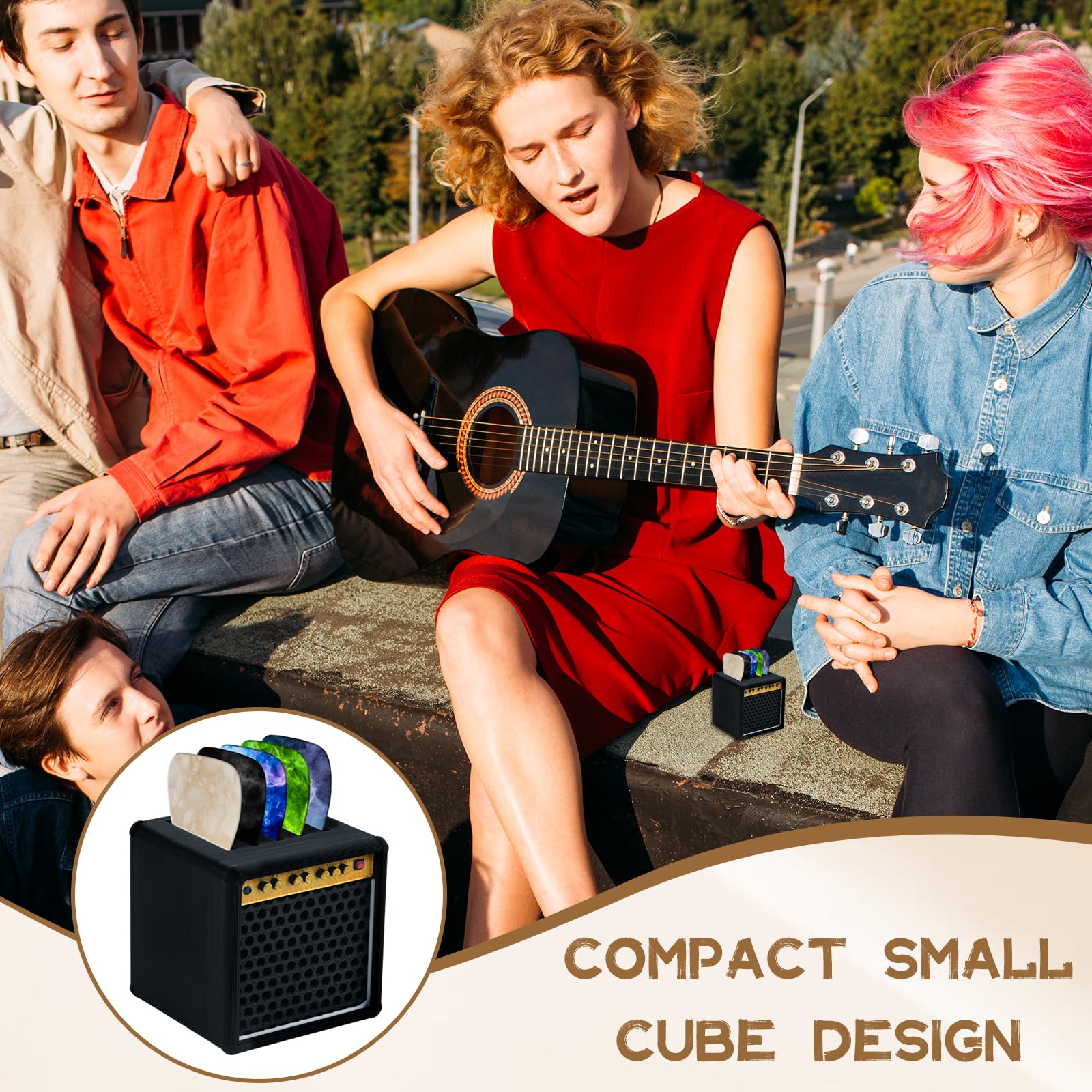 Porte Mediator Guitare, Mini Accessoire Guitare en PLA Imprimé en 3D, Repose Mediator, Cadeau Amusant et Durable pour Les Musiciens et les Passionnés de Musique (Noir)