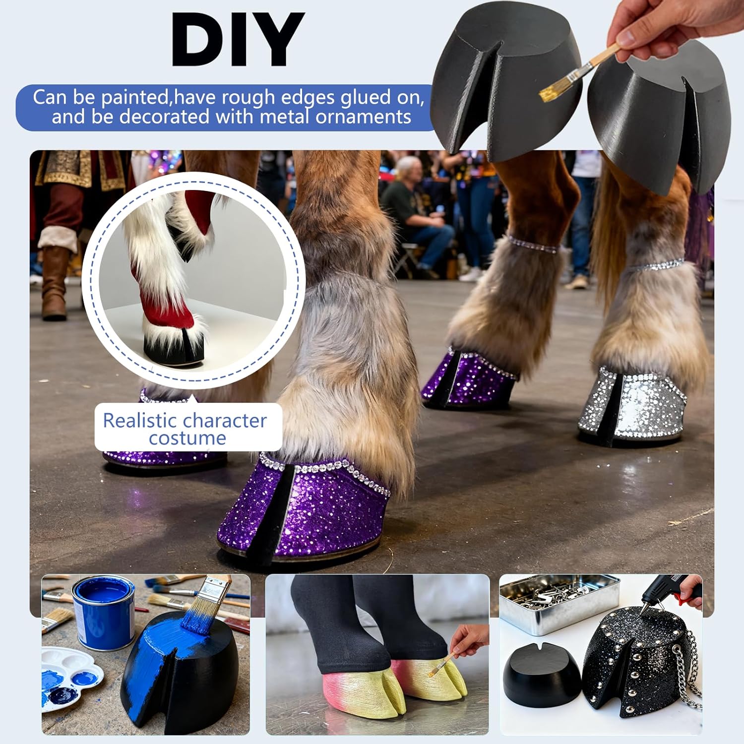 2pcs Hoof Shoes Cosplay,DIY is Possible,Making Them for Furry Parties,Cosplay conventions,Themed photoshoots,and More. Black