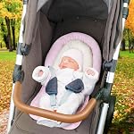 COOLBEBE New 2-in-1 Baby Body Pad for Baby Newborn Infants - Extra Soft Stroller Cushion Pads Car Seat Insert, Prefect for All Seasons, Pink